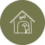 Cat and dog boarding and doggy daycare icon, a kennel