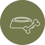 Cat food and dog food icon, a pet food bowl with a bone